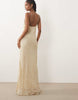 Mango textured cowl neck maxi dress in cream