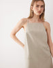 low back tailored mini dress in stone