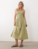 Miss Selfridge Petite strappy eyelet midaxi dress in sage