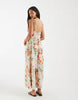 Vero Moda tie shoulder cami midi tiered dress in orange landscape print