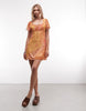 Reclaimed Vintage mini dress in chiffon floral print