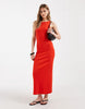 ribbed midi tank dress in bright orange