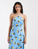 Vero Moda halter maxi dress in blue lemon print