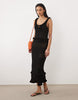 Miss Selfridge frill detailing crochet midaxi dress in black