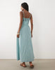 Abercrombie & Fitch scoop neck dipped waist midaxi dress in blue stripes