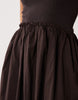 scoop ribbed bodice with poplin skirt midi dress in chocolate