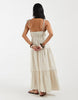 Vero Moda Petite tie shoulder cami midi tiered dress in oatmeal