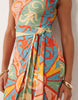 Never Fully Dressed Lucy textured short sleeve tie front midi dress in kaleidoscope print