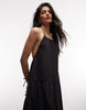 COLLUSION high neck channel detail maxi dress in black