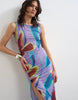 Topshop mesh floral print ruched midaxi dress in purple