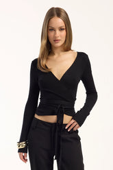 Sndys The Label Nikola Wrap Top Black