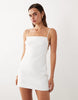 Mango starring Hailey Bieber square neck strappy mini dress in white
