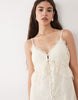 Abercrombie & Fitch tiered lace midi duster dress top in cream