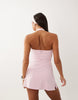 4505 active halter neck tennis dress with under shorts in pastel pink