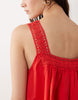 square neck lace trim mini sundress in red