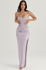 grey satin gathered maxi skirt
