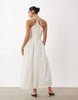 crinkle cami halter midi dress in cream