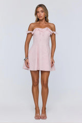Lasting Impressions Off Shoulder Mini Dress Pink
