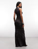 Weekday asymmetric maxi dress in black zebra print