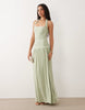 soft touch maxi with ruched halter neck in sage green