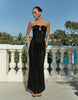 4th & Reckless crochet bandeau gold sun metal detail maxi beach dress in black