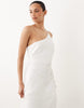 Six Stories chiffon one shoulder embellished detail tiered maxi dress in white