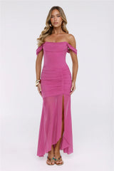 City Glow Up Off Shoulder Maxi Dress Plum
