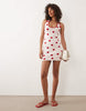 knit halter mini dress in red polka dot