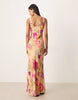 scoop neck tie front midi dress in multi floral print