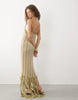 Tara tassel macramé beach maxi dress in lime stripes