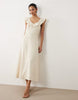 Mango linen mix midi dress with ruffle detail in cream
