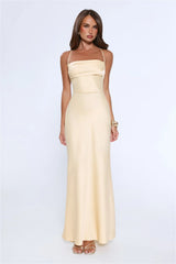 Evening Energy Satin Maxi Dress Yellow