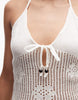Monki floral crochet tie front beach mini dress in white