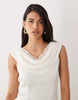 Vero Moda sleeveless satin maxi dress with lace detail in champagne