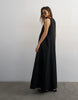 Topshop cotton poplin ruched neck maxi sundress in black