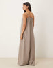 JDY cheesecloth sleeveless tie front maxi dress in brown