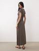 Miss Selfridge v-neck midaxi day dress with lace trim in polka dots