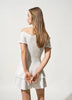 Mango Teen crinkle off shoulder mini dress with ruffle hem in white