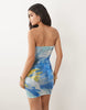Kaiia exclusive sequin bandeau mini dress in aqua and yellow floral