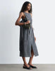 & Other Stories ruched side cotton midi dress in dark blue