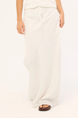 Luck & Trouble Malibu Linen Maxi Skirt White