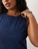 Curve denim fitted midi dress in rich mid blue