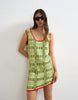 Topshop knit sleeveless plaid mini dress in green