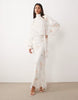high neck draped chiffon maxi dress with neck tie in pink floral print