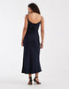 & Other Stories satin bias cut maxi dress in navy blue