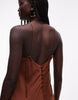 bias cut midaxi dress with bubble skirt in chocolate