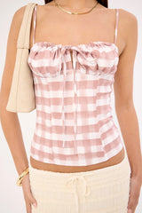 Sndys The Label Lelessa Corset Top Pink Gingham