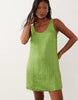 Petite shift mini dress with bow back detail in green