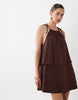 tie neck baby doll mini dress