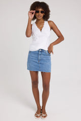Perfect Stranger Denim Mini Skirt Mid Blue